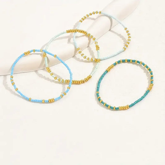 Set de brățări din perle turcoaz chic bohemian