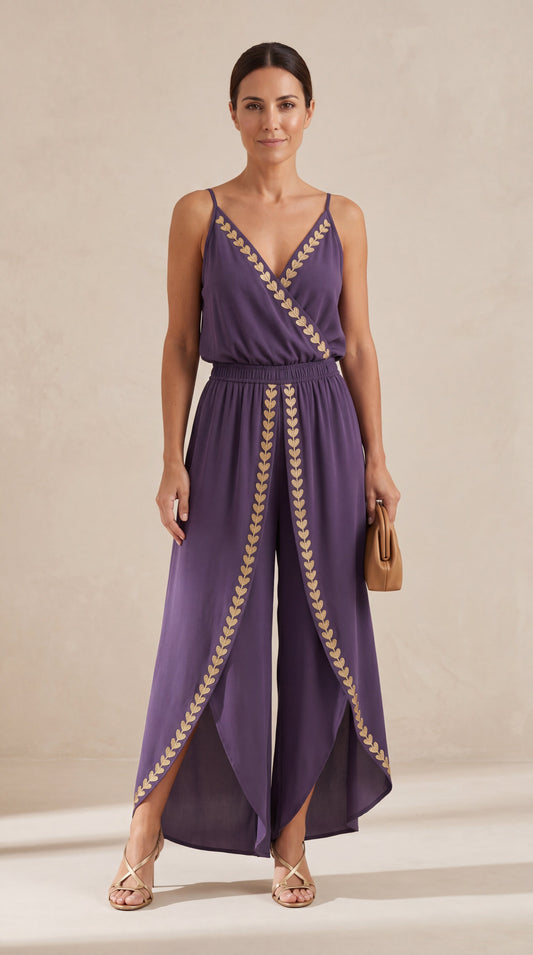 Donatila | Ολόσωμη Φόρμα με Χρυσές Λεπτομέρειες