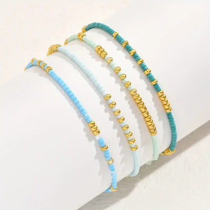 Set de brățări din perle turcoaz chic bohemian