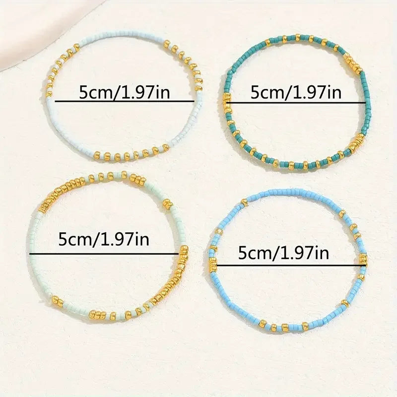 Set de brățări din perle turcoaz chic bohemian