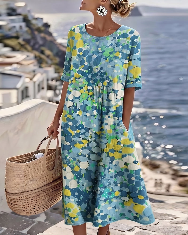 Elena | Φόρεμα Midi Φλοράλ Φαρδύ και Ελαφρύ